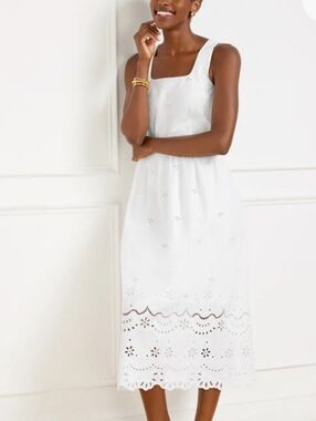 Talbots NWOT Plus Eyelet Border Sleeveless Square Neck Midi Dress 10